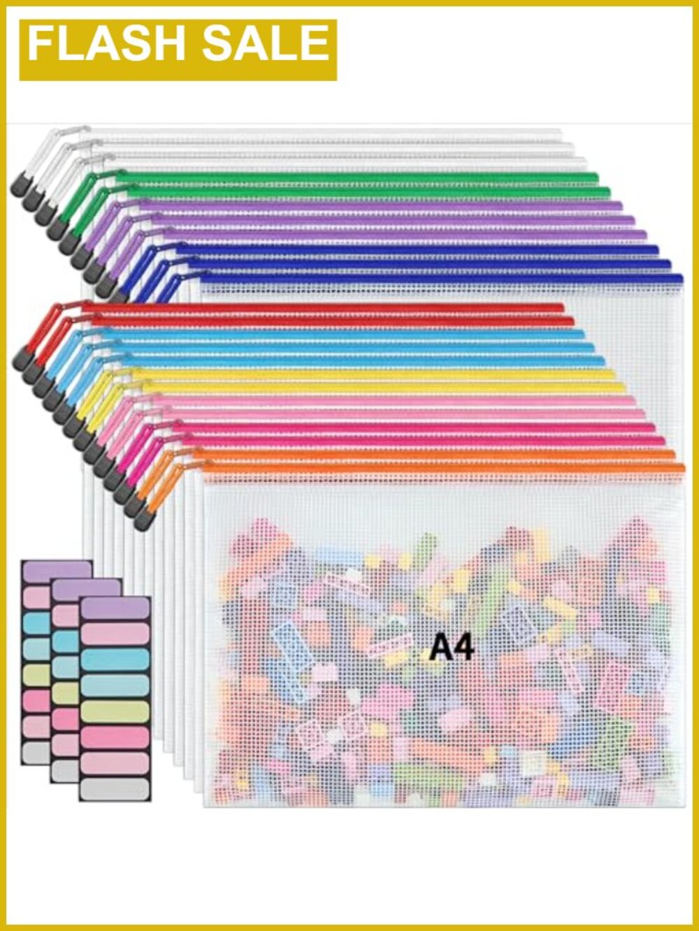 A4 Mesh Zipper Pouch Bags Water Resistant Transparent PVC 24 Pack